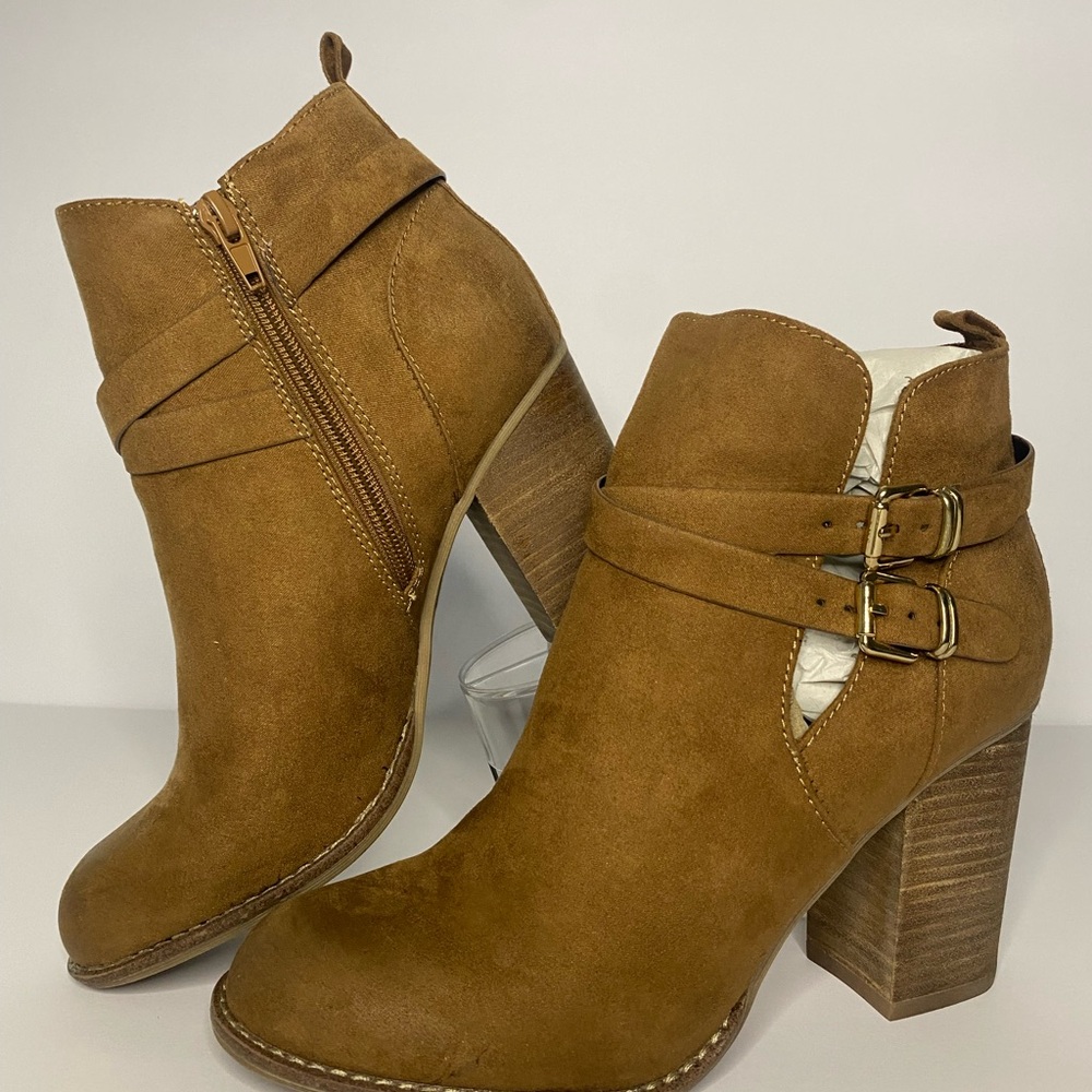 Aldo Tan Ankle Booties with Buckle Straps